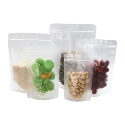 wholesale reusable plastic pvc snack nuts food packaging zipper lock stand up pouch self seal bags