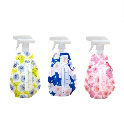 Portable folding plastic water bag with pressure nozzle