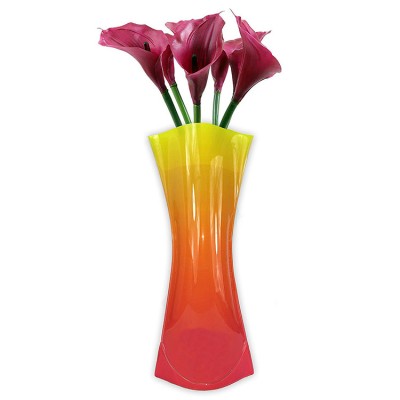 Popular biodegradable foldable custom printed clear plastic bag flower vase for for decoration