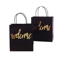 Custom printed personality black gold welcome handle bags paper gift bag for favors