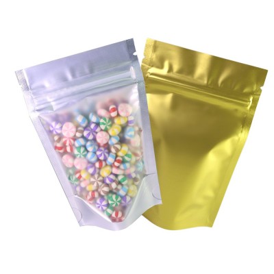 Custom reusable smell proof foil packaging zipper clear stand up pouch food plastic packaging