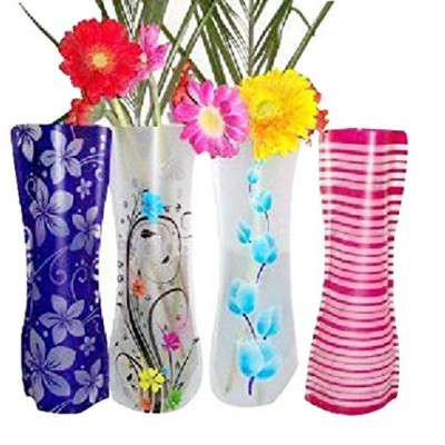 Factory cheap custom logo colorful foldable plastic flower vase for home decoration